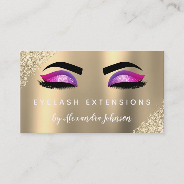 Carte De Visite Luxe Parties scintillant or violet Eyelash Extensi (Devant)
