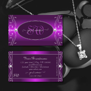 Carte De Visite Luxe Purple Ombre Ornate Bijoux étincelants Monogr