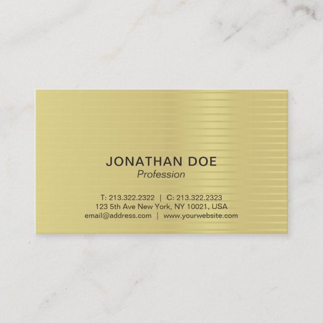 Carte De Visite Luxe rayé d'or créatif professionnel moderne (Devant)