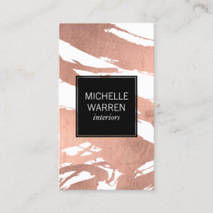 Carte De Visite Luxe Rose Gold Brushstrokies Designer