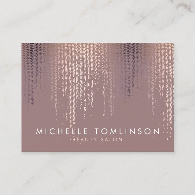 Carte De Visite Luxe Rose Gold Confetti Motif de pluie Grand (Devant)
