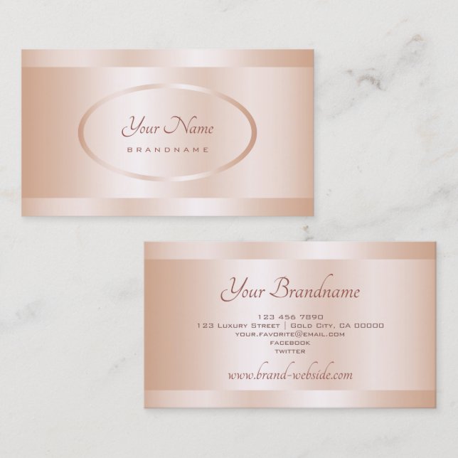 Carte De Visite Luxe Rose Gold Effet Professional et élégant (Devant / Derrière)