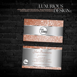 Carte De Visite Luxe Rose Gold Parties scintillant Étoiles Logo Ar