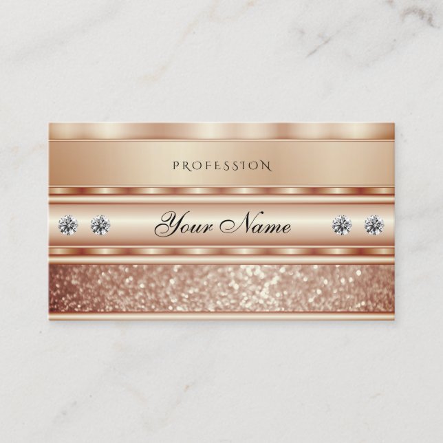 Carte De Visite Luxe Rose or étincelant Parties scintillant Diaman (Devant)