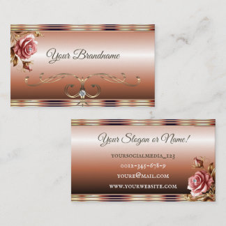 Carte De Visite Luxe Rose Or Ombre Gradient Rose Vintage Glam