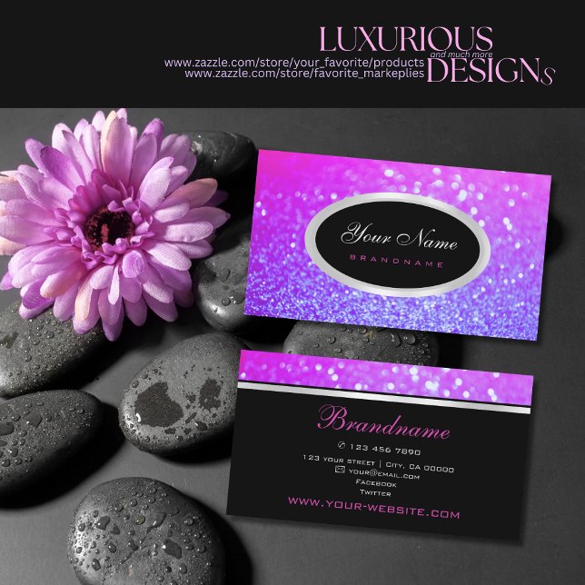 Carte De Visite Luxe rose violet dégradé Parties scintillant étinc (Créateur téléchargé)