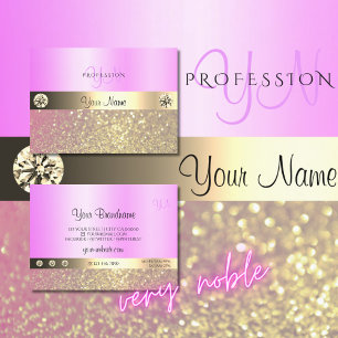 Carte De Visite Luxe rose violet or Parties scintillant étincelant