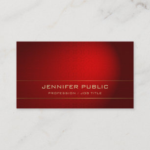 Carte De Visite Luxe rouge de plaine d'élite d'or moderne éléga