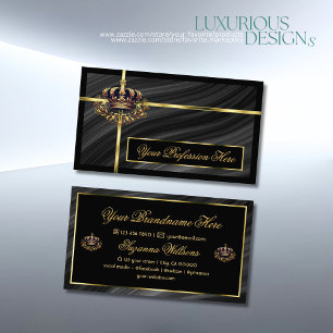 Carte De Visite Luxe Royal Black Gold Crown somptueux et noble