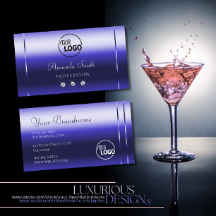 Carte De Visite Luxe Sapphire Blue Shimmery Diamonds ajouter logo