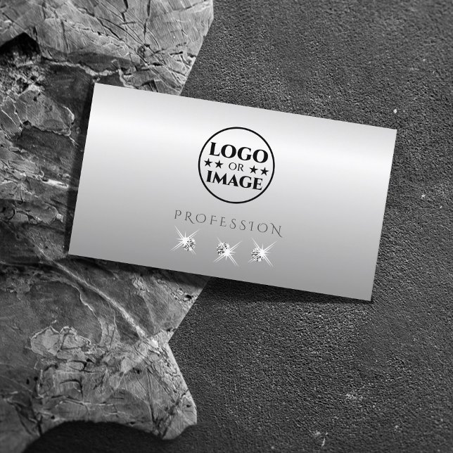 Carte De Visite Luxe Silver Grey Ombre Sparkling Diamonds Ajouter  (Créateur téléchargé)