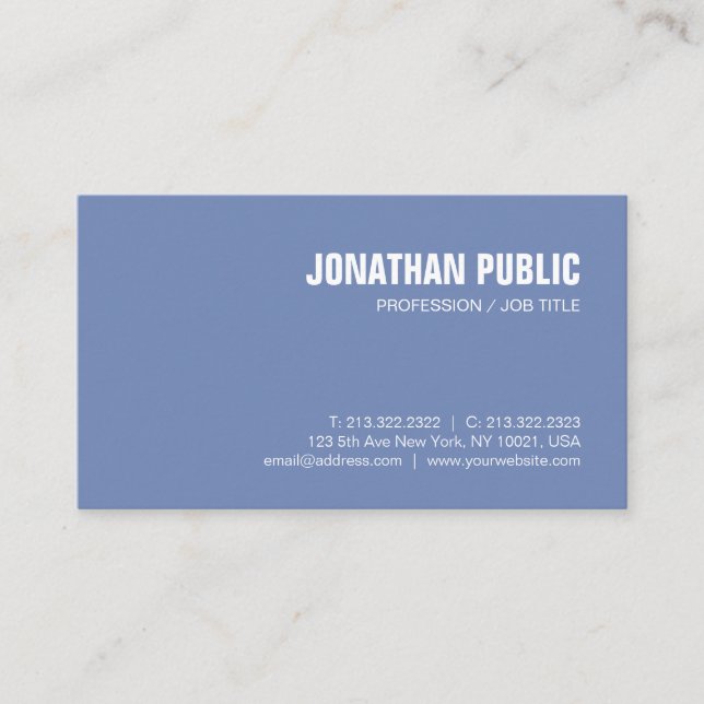 Carte De Visite Luxe simple blanc bleu de conception créative (Devant)