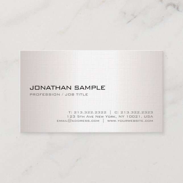 Carte De Visite Luxe simple élégant moderne d'argent à la mode de (Devant)