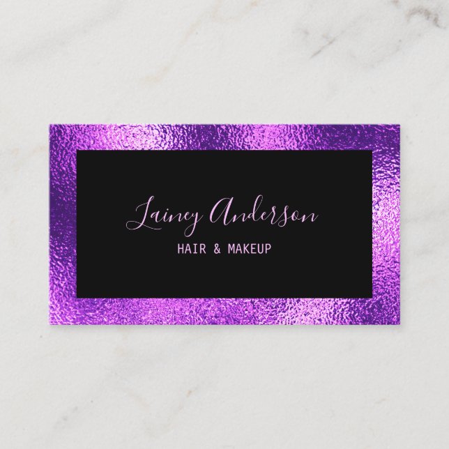Carte De Visite Luxe simple Tendance fausse métal pourpre feuille (Devant)
