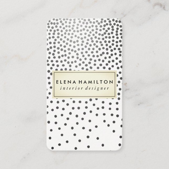 Carte De Visite Luxe Speckled Motif noir et blanc (Devant)