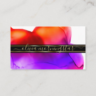 Carte De Visite Luxe taches d'encre aquarelle abstraites Corail vi