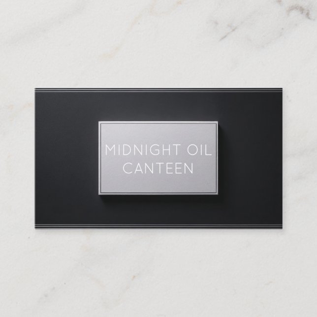 Carte De Visite Luxe texturé noir et argent minimaliste (Devant)