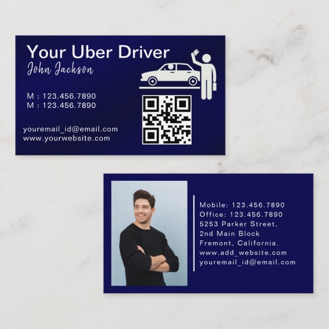 Carte De Visite Luxe Transports publics Taxi Service de voiture ph (Devant / Derrière)
