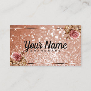 Carte De Visite Luxe Vintage Rose Parties scintillant Or Luminous 