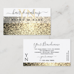 Carte De Visite Luxe White Gold Sparkle Parties scintillant Monogr