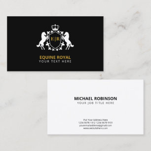 Carte De Visite Luxueuse crête royale blanche   Initiale en noir