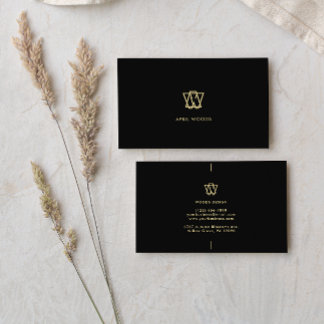Carte de visite luxueuse noire et or élégante pour