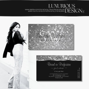Carte De Visite Luxueuse Parties scintillant Argent Étoiles Lumine