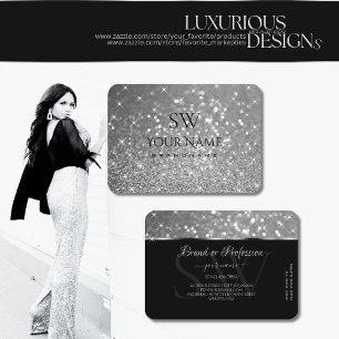 Carte De Visite Luxueuse Parties scintillant Argent Étoiles Lumine
