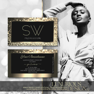 Carte De Visite Luxueuse Parties scintillant Black Gold Sparkle av