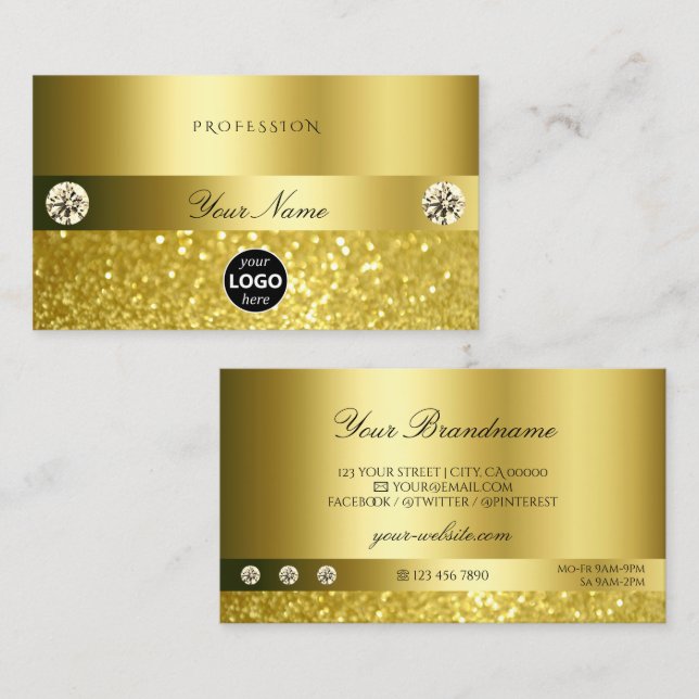 Carte De Visite Luxueuse Parties scintillant chimmersive avec logo (Devant / Derrière)