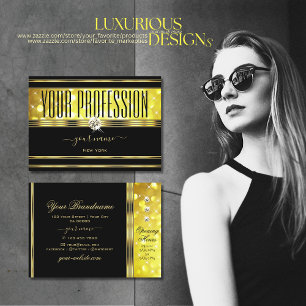 Carte De Visite Luxueuse Parties scintillant en or noir Diamants D