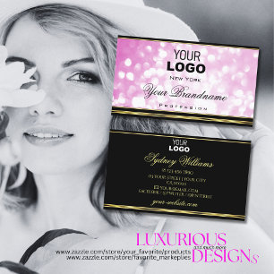 Carte De Visite Luxueuse Parties scintillant rose Black Gold Bordu