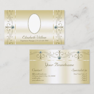 Carte De Visite Luxueux bijoux en or léger squigglé avec photo