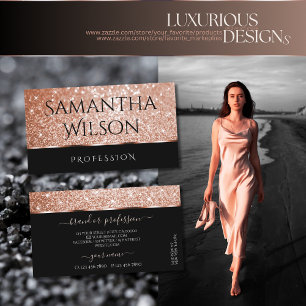 Carte De Visite Luxueux Black Rose Gold Parties scintillant Étoil