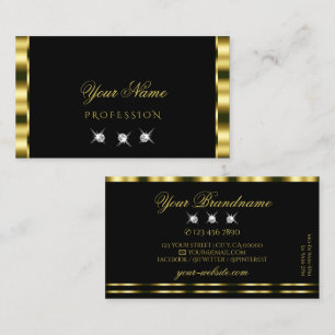 Carte De Visite Luxueux Diamants d'or noir brillant