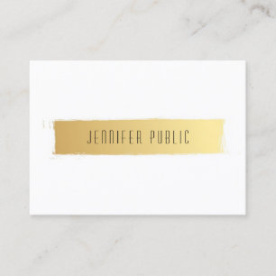 Carte De Visite Luxueux Elégant Moderne Plaine Or Blanc tendance
