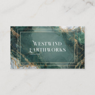 Carte De Visite Luxueux Emerald Green & Gold Agate Marble