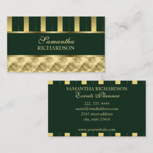 Carte De Visite Luxueux Emerald Green Gold Stripes géométrique