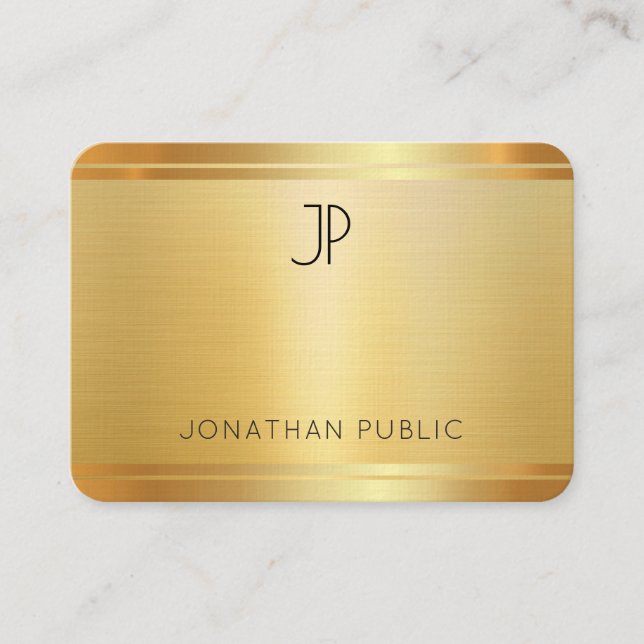 Carte De Visite Luxueux Faux Gold Premium Linen Professional Moder (Devant)
