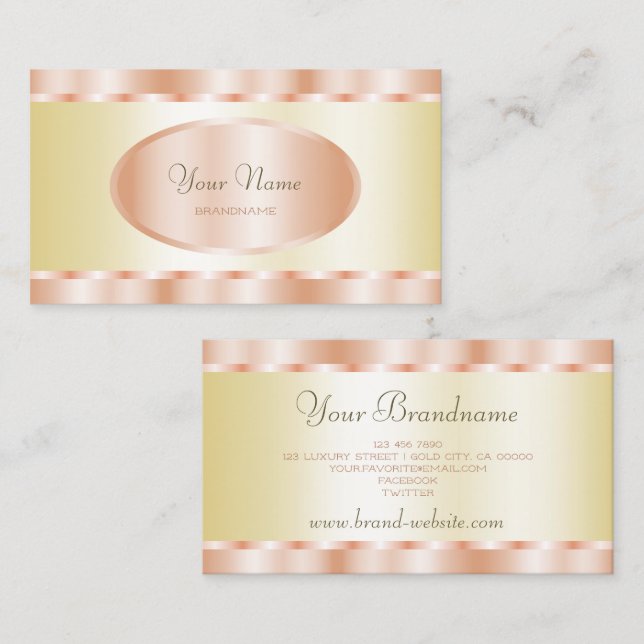 Carte De Visite Luxueux Gold et Rose Gold Effet Professional (Devant / Derrière)