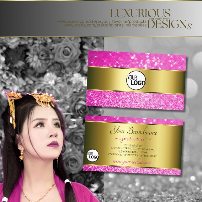 Carte De Visite Luxueux Gold Hot Rose Parties scintillant Stars aj (Créateur téléchargé)