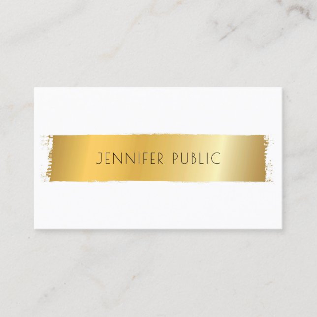 Carte De Visite Luxueux Gold White Moderne Modèle professionnel (Devant)