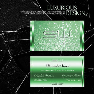 Carte De Visite Luxueux Initiales Étoiles Paillettes Brillantes Ve