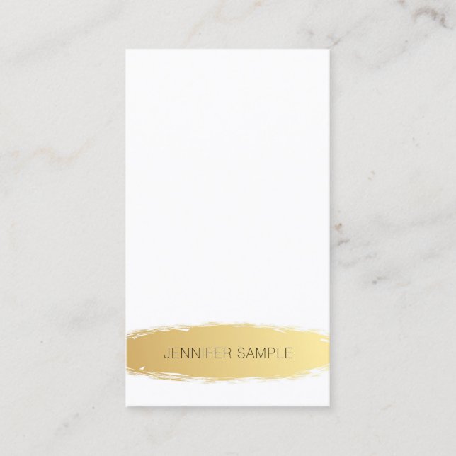 Carte De Visite Luxueux Or Blanc Moderne Élégant Simple Plain (Devant)