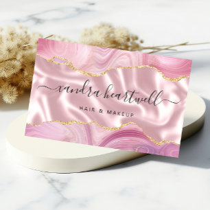 Carte De Visite Luxueux Paillettes Or Agate Rose