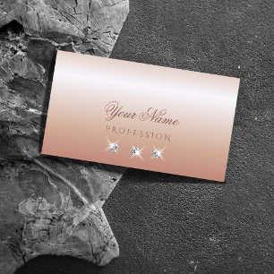 Carte De Visite Luxueux Pastel Rose Coral Sparkling Diamonds