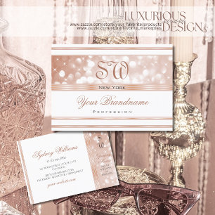 Carte De Visite Luxueux Rose blanche Parties scintillant d'étince