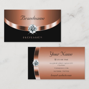 Carte De Visite Luxueux Rose Gold Black Shimmery Bijoux Diamonds