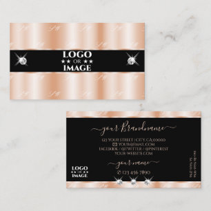 Carte De Visite Luxueux Rose Gold Black Sparkle Bijoux avec logo