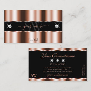 Carte De Visite Luxueux Rose Gold Black Sparkle Bijoux Initiales